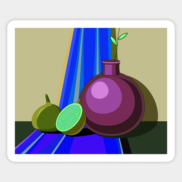 Bright still life with exotic fruit Sticker by Gerchek